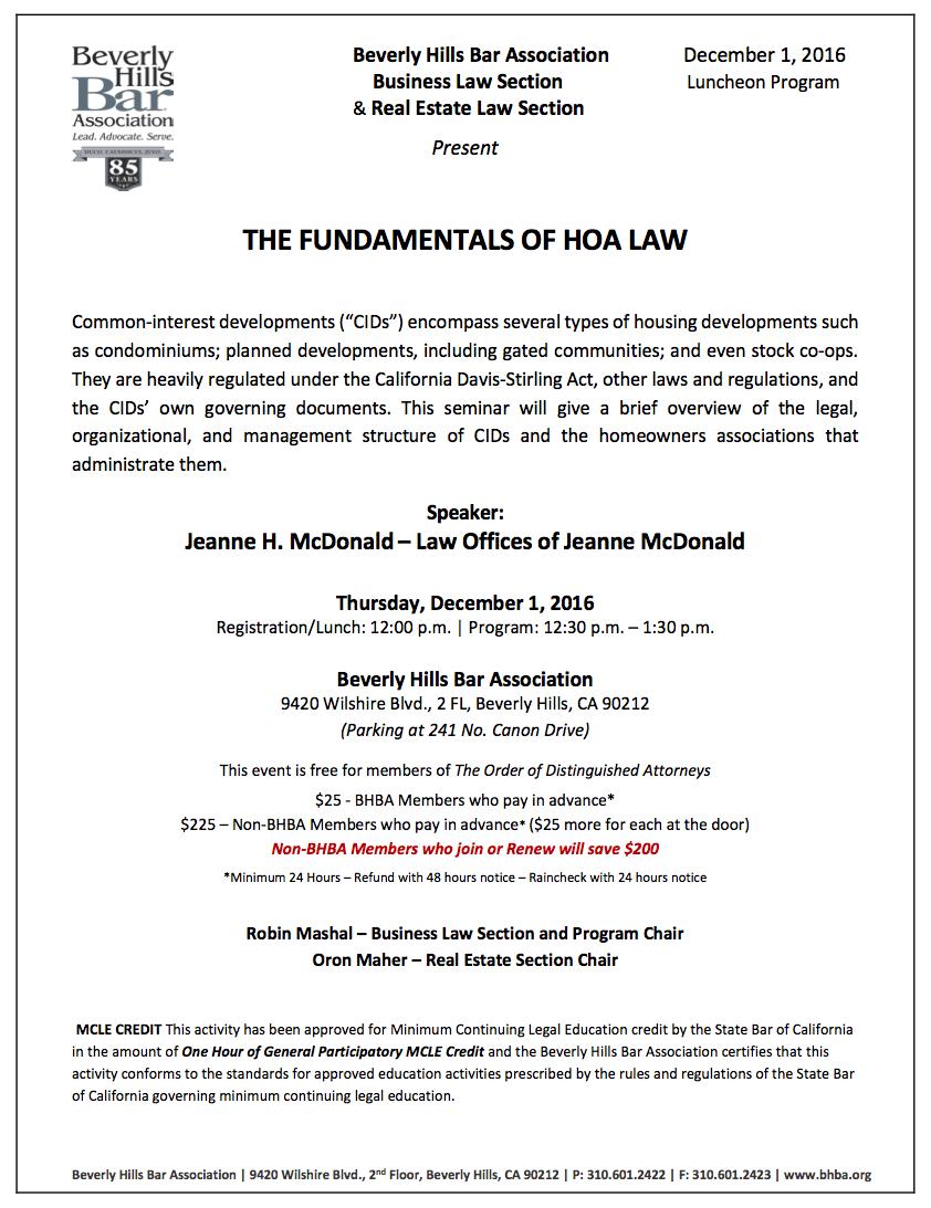 THE FUNDAMENTALS OF HOA LAW